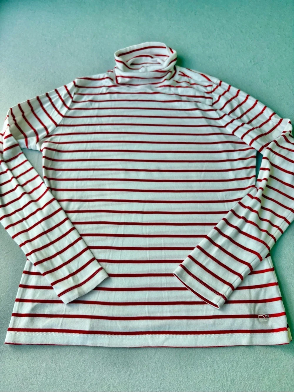 Vineyard Vines Women’s Red & White Pima Cotton Striped Turtleneck Sz M